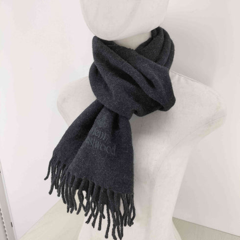 ヴィヴィアンウエストウッド Vivienne Westwood イタリア製 オーブロゴ刺繍ウールマフラー レディース