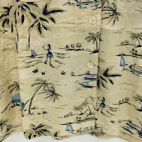 リズ クレイボーン LIZ Claiborne レーヨン 総柄 オープンカラー 半袖 アロハシャツ メンズ M