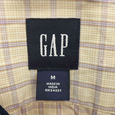 ギャップ Gap 襟芯 チェック柄 レギュラーカラー長袖シャツ メンズ M