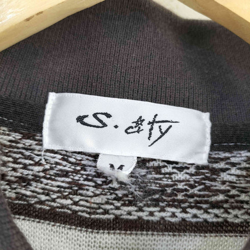 S city リネンノルディック ヘンリーネック 半袖ポロシャツ メンズ M
