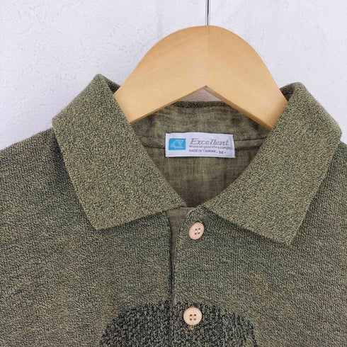 Excellent リネンスリーブドッキング コットンニット 半袖ポロシャツ メンズ M