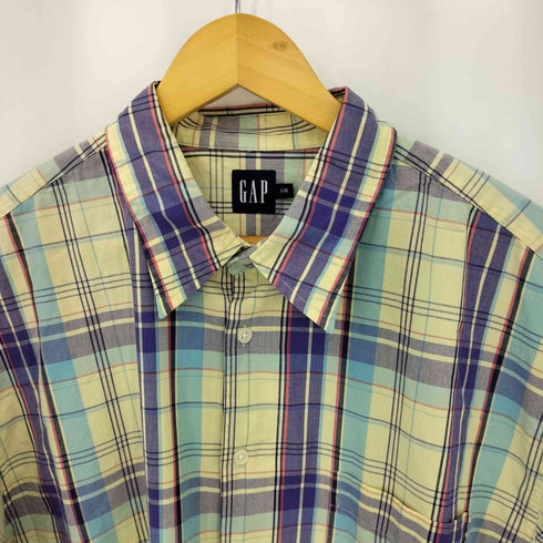 ギャップ Gap 00s OLD マドラスチェック レギュラーカラー半袖シャツ メンズ L