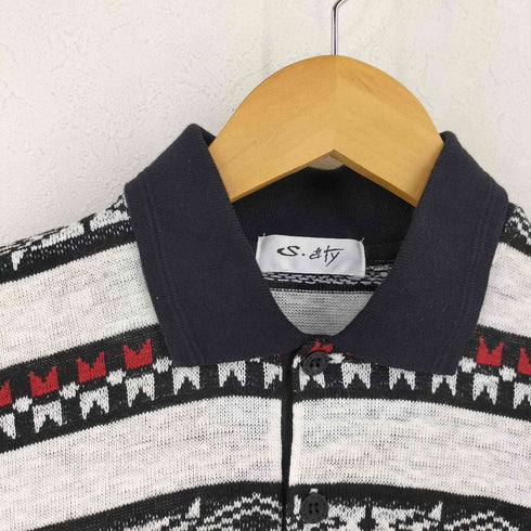 S city リネンノルディック ヘンリーネック 半袖ポロシャツ メンズ