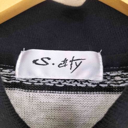 S city リネンノルディック ヘンリーネック 半袖ポロシャツ メンズ