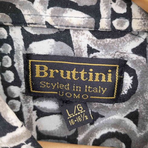 Bruttini 韓国製 総柄 レーヨン レギュラーカラー 半袖シャツ メンズ L