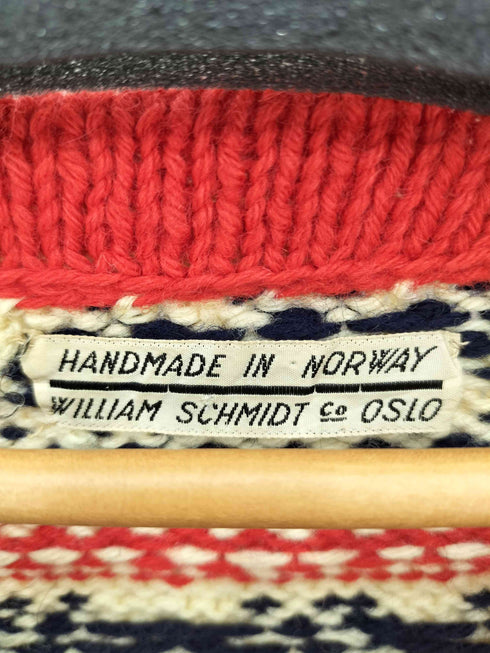 HANDMADE IN NORWAY WILLIAM SCHMIDT 60-70s スクエアネック ノルディック柄 ニットセーター メンズ