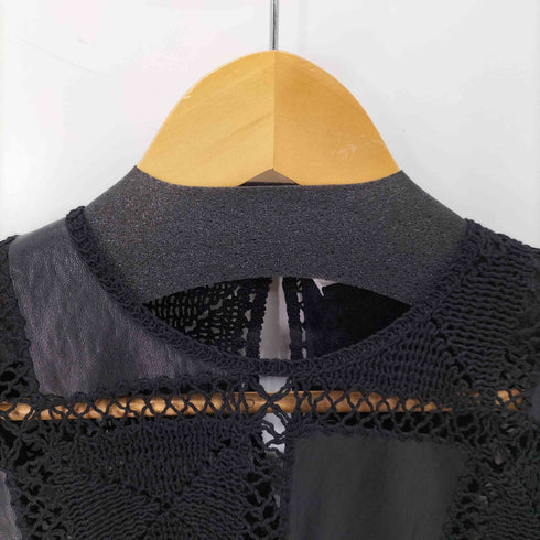 ザラ ZARA クロシェ&フェイクレザー切り替えトップス クロップド レディース import:S