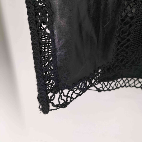 ザラ ZARA クロシェ&フェイクレザー切り替えトップス クロップド レディース import:S