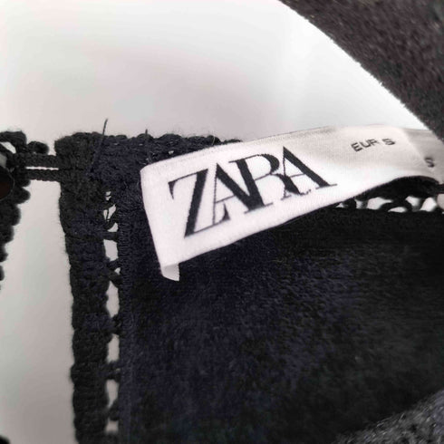 ザラ ZARA クロシェ&フェイクレザー切り替えトップス クロップド レディース import:S
