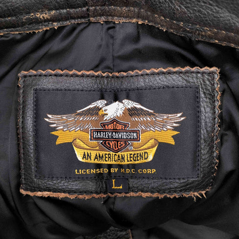 ハーレーダビッドソン HARLEY-DAVIDSON ジッパーフライ カウレザ― バイカーパンツ メンズ L