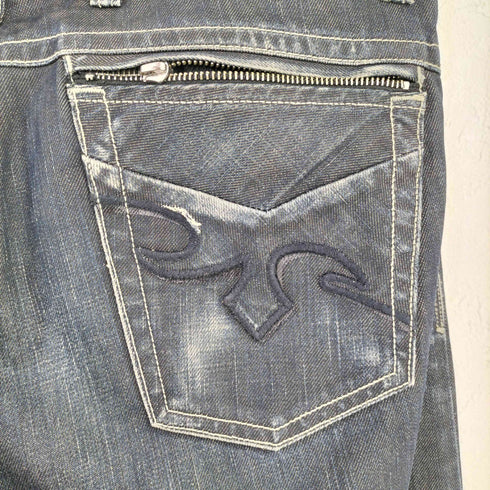 ディーゼル DIESEL 00s イタリア製 バックポケット トライバル刺繍 ジッパーデザイン テーパードパンツ Y2K メンズ 32/32
