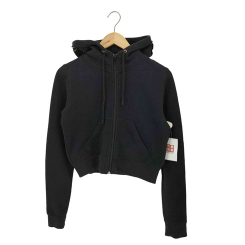 ステューシー Stussy 00s フードロゴパッチ クロップド ジップアップ スウェット パーカー Y2K レディース M