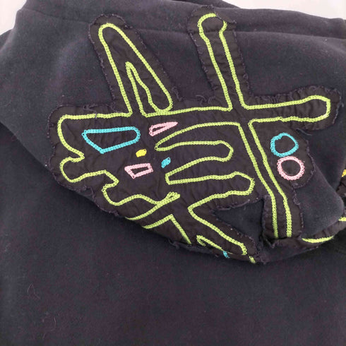 ステューシー Stussy 00s フードロゴパッチ クロップド ジップアップ スウェット パーカー Y2K レディース M