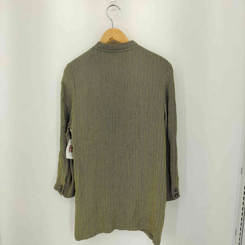 ハーディエイミス HARDY AMIES スタンドカラー ストライプ総柄 シアサッカー ロングシャツ レディース 43