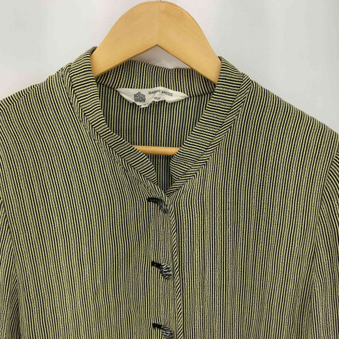 ハーディエイミス HARDY AMIES スタンドカラー ストライプ総柄 シアサッカー ロングシャツ レディース 43