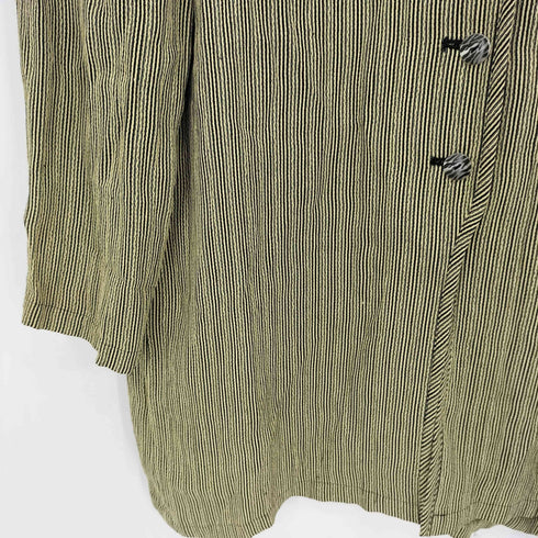 ハーディエイミス HARDY AMIES スタンドカラー ストライプ総柄 シアサッカー ロングシャツ レディース 43