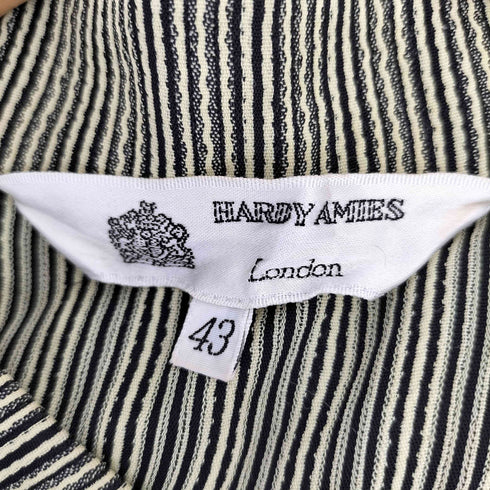 ハーディエイミス HARDY AMIES スタンドカラー ストライプ総柄 シアサッカー ロングシャツ レディース 43
