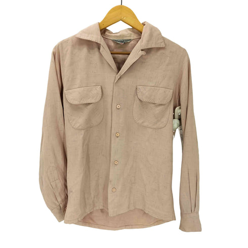 50-60S カリフォルニア製 vintage CAL-MADE Sportsman of HOLLYWOOD カスリ 開襟オープンカラー レーヨン シャツ メンズ import:M