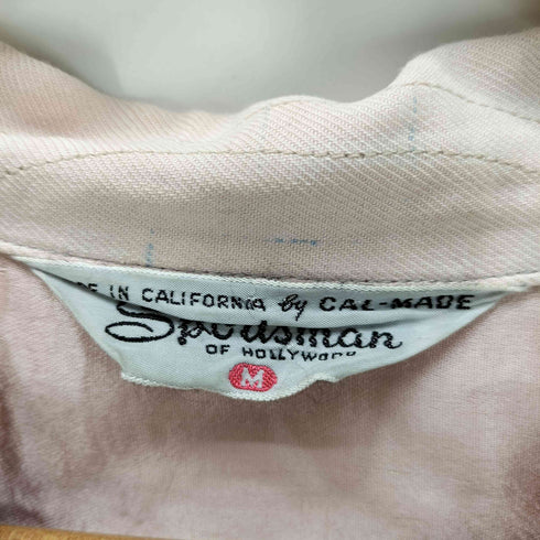 50-60S カリフォルニア製 vintage CAL-MADE Sportsman of HOLLYWOOD カスリ 開襟オープンカラー レーヨン シャツ メンズ import:M