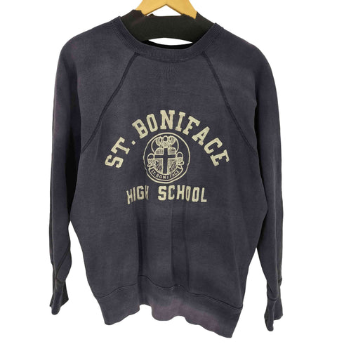 80s ST.BONIFACE 三段プリントラグランスウェット メンズ