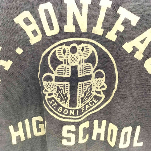 80s ST.BONIFACE 三段プリントラグランスウェット メンズ