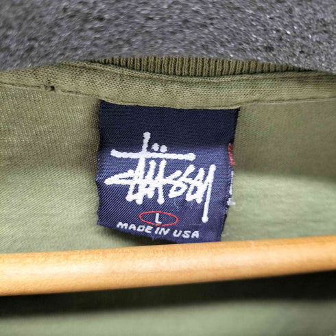 ステューシー Stussy 紺タグ USA製 スニーカー Tシャツ 袖&裾シングル メンズ import:L