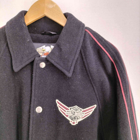 ハーレーダビッドソン HARLEY-DAVIDSON 00S ロゴ刺繍 裏地キルティング ウール ジャケット メンズ import:S