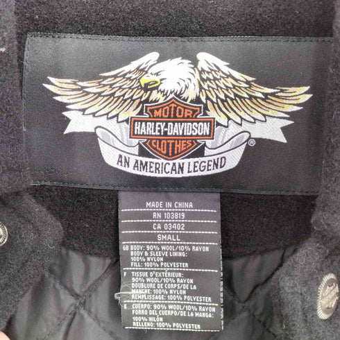 ハーレーダビッドソン HARLEY-DAVIDSON 00S ロゴ刺繍 裏地キルティング ウール ジャケット メンズ import:S