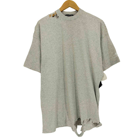 バレンシアガ BALENCIAGA Damaged Design Shoulder Logo T Shirt メンズ 1