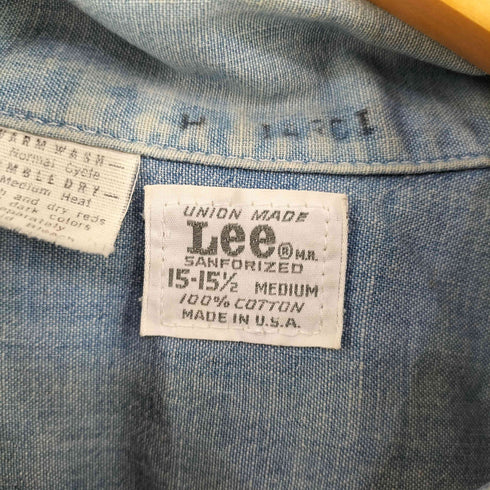リー Lee 60-70s USA製 フラップポケット シャンブレーシャツ メンズ 15-15 1/2 M