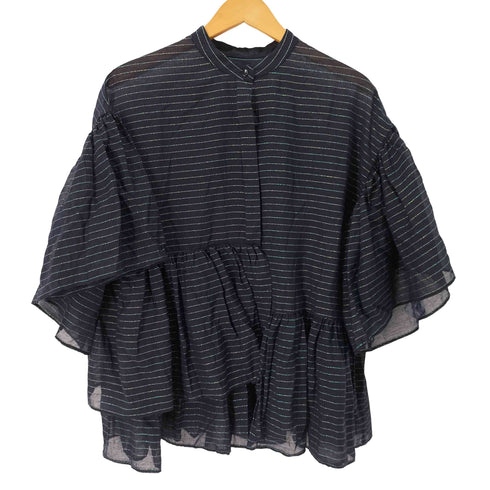ユナイテッドアローズ UNITED ARROWS シアーラメ イレギュラーペプラム 六分袖 ブラウス レディース