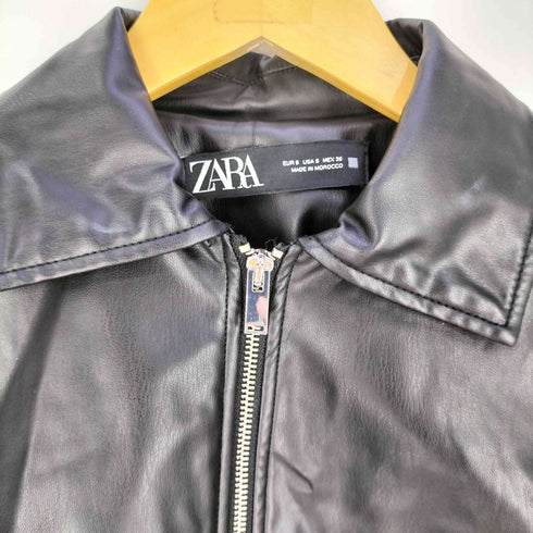 ザラ ZARA クロップド フェイクレザージャケット レディース import:S