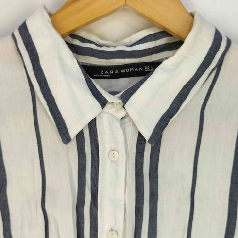 ザラ ZARA リネン ストライプロングワンピース レディース import:L