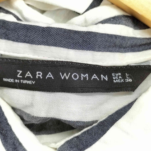 ザラ ZARA リネン ストライプロングワンピース レディース import:L