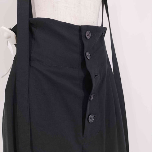 レギュレーションヨウジヤマモト REGULATION Yohji Yamamoto 25SS TA/PE CREPE DE CHINE R-SUSPENDER PANTS クレープデシン R サスペンダー パンツ メンズ JPN:1