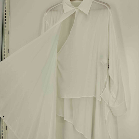 ヨウジヤマモト Yohji Yamamoto 25SS CELLULOSE LONG ASYMMETRY BLOUSE セルロース ロング アシンメトリー ブラウス シャツ レディース JPN:2
