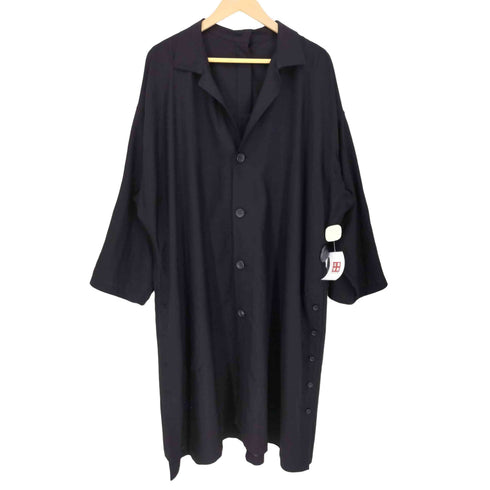 ヨウジヤマモト Yohji Yamamoto 25SS collections Cu/W HIGH TWISTED GABARDINE SIDE GATHER DETAIL COAT A ハイツイスト ギャバジン サイド ギャザー ディテール コート レディース JPN:1