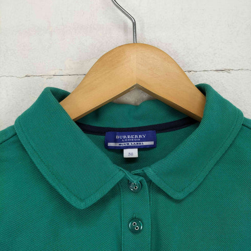 バーバリーブルーレーベル BURBERRY BLUE LABEL リボン袖 ホースロゴ 刺繍 ポロシャツ レディース JPN:38