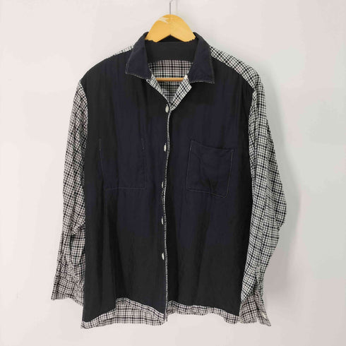 コムデギャルソンオム COMME des GARCONS HOMME 田中オム レーヨンギンガムチェック&キュプラ中綿 リバーシブル オープンカラーシャツ メンズ