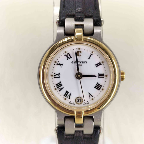 カルヴェン CARVEN Bi-Color Round Watch クオーツ 腕時計 レディース
