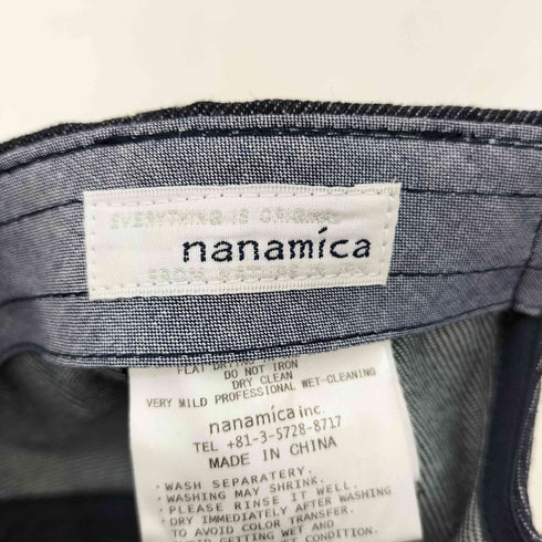 ナナミカ nanamica Denim Cap ロゴ刺繍 リジットデニム 6パネルキャップ メンズ F