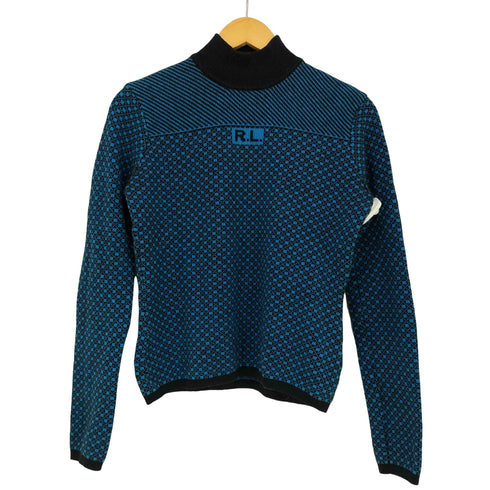 ポロジーンズ RL POLO JEANS CO. 柄切替 ウールコットン ハイネック ニット 短丈 レディース import:S