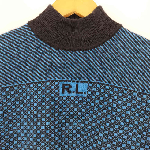 ポロジーンズ RL POLO JEANS CO. 柄切替 ウールコットン ハイネック ニット 短丈 レディース import:S