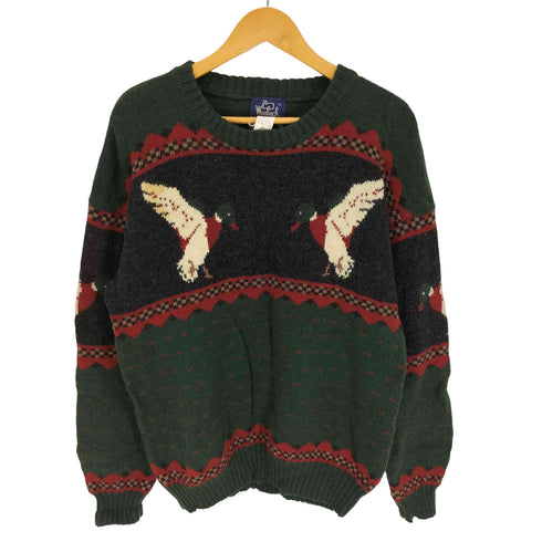 ウールリッチ WOOLRICH 80S 紺タグ ノルディック柄 鳥 カモ ウール ニット セーター メンズ import:L