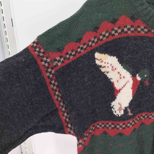 ウールリッチ WOOLRICH 80S 紺タグ ノルディック柄 鳥 カモ ウール ニット セーター メンズ import:L
