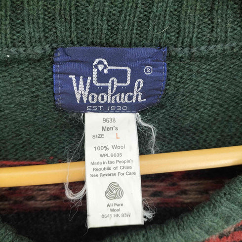 ウールリッチ WOOLRICH 80S 紺タグ ノルディック柄 鳥 カモ ウール ニット セーター メンズ import:L