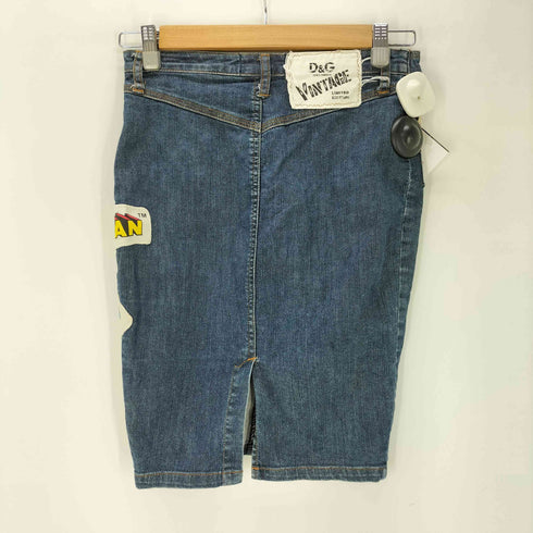 ディーアンドジードルチェアンドガッバーナ D&G DOLCE&GABBANA 05SS VINTAGE LIMITED EDTION スーパーマン アメコミ パッチワーク デニム タイト スカート ボタン ロゴ 刻印 Y2K レディース 24/38