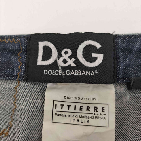 ディーアンドジードルチェアンドガッバーナ D&G DOLCE&GABBANA 05SS VINTAGE LIMITED EDTION スーパーマン アメコミ パッチワーク デニム タイト スカート ボタン ロゴ 刻印 Y2K レディース 24/38