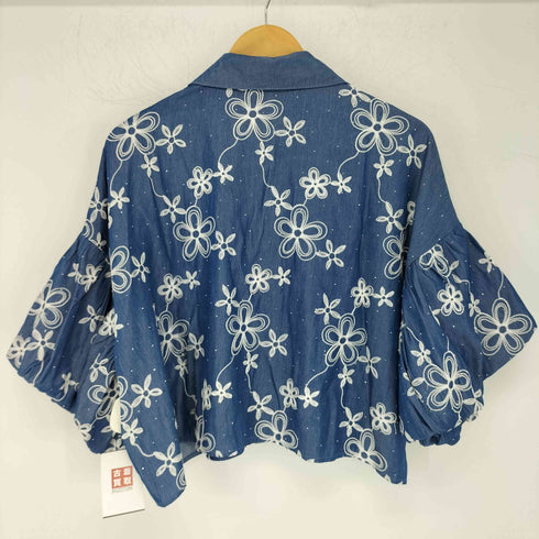 ケイ・スリー フラワー刺繍 バルーンスリーブ ブラウス レディース M-L