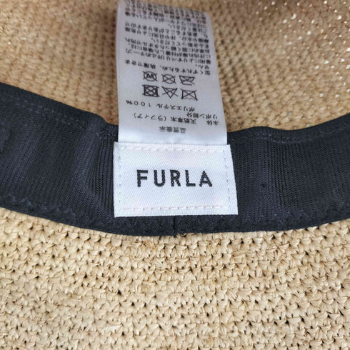 フルラ FURLA リボン デザイン 麦わら 帽子 レディース